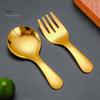 2Pcs/Set Stainless Steel Baby Spoon Fork Set Short Handle Mirror Polished Mini Ice Cream Dessert Tea Soup Spoon Fork Set Kitchen Cutlery Utensils