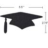 Qttier Black Glitter Grad Caps Confetti for Graduation Party Decorations, 5.5 inches (12pcs)