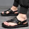 Sandali da Uomo di Alta Qualità Sandali Casual in Pelle di Lusso Scarpe da Spiaggia Antiscivolo da Esterno per Uomo Estate Sandalia Infradito con Zeppa