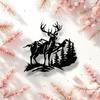 Forest Wildlife Metal Wall Art Deer Mountain Silhouette Steel Sculpture Home Decor