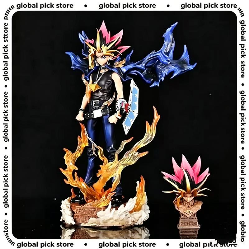 New 28cm Anime Duel Monsters Anime Figure Gk Yugi Muto Doll 2 Heads Pvc Statue Model Collectible Decoration Toys Christmas Gift
