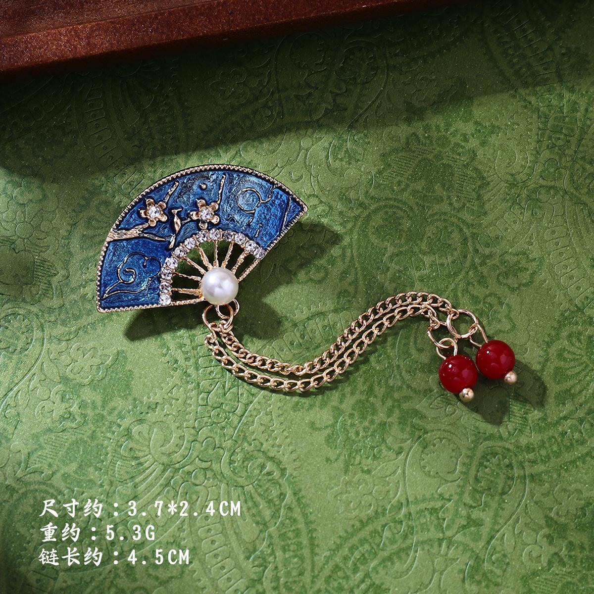 

Новая китайская антикварная веерообразная брошь с бахромой, нишевый дизайн, элегантный корсаж высокого класса, анти-легкий женский