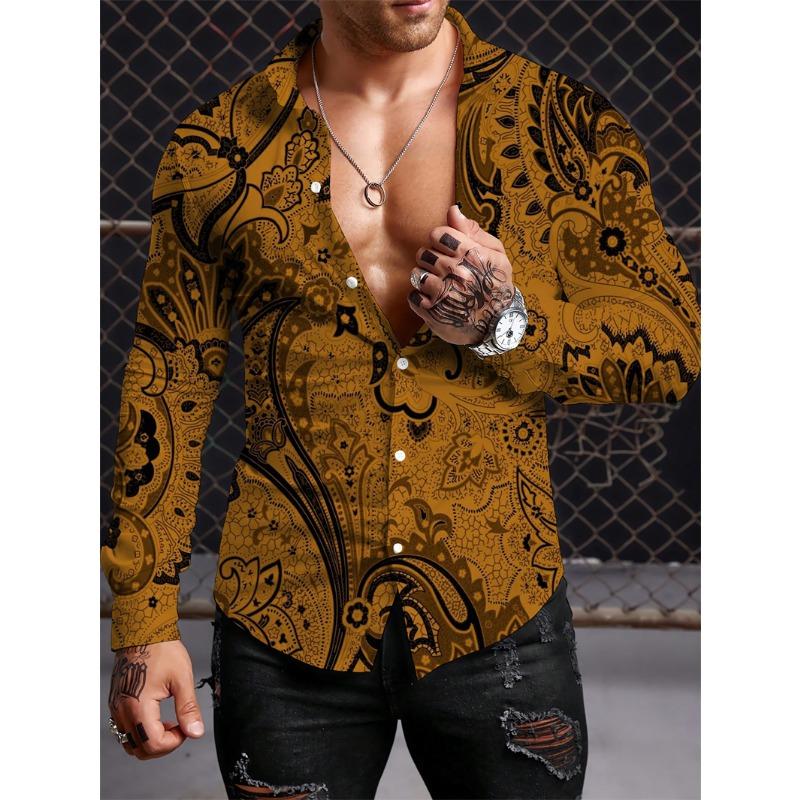 Long Sleeved Ethnic Style Shirt Men s Autumn Oversized Shirt With Lapel Button Long Sleeved Shirt Men s Outdoor Casual Shirts S