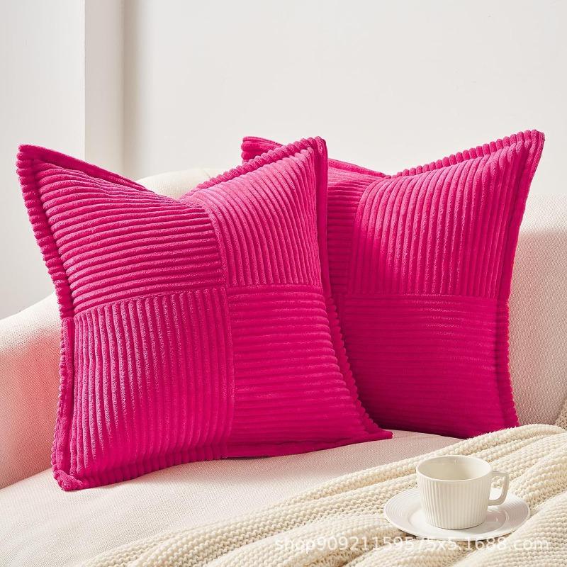 Funda de Cojín de Pana a Rayas de Color Sólido - Cojín Minimalista para Respaldo de Sofá Funda de Cojín Lumbar para Oficina para Siesta