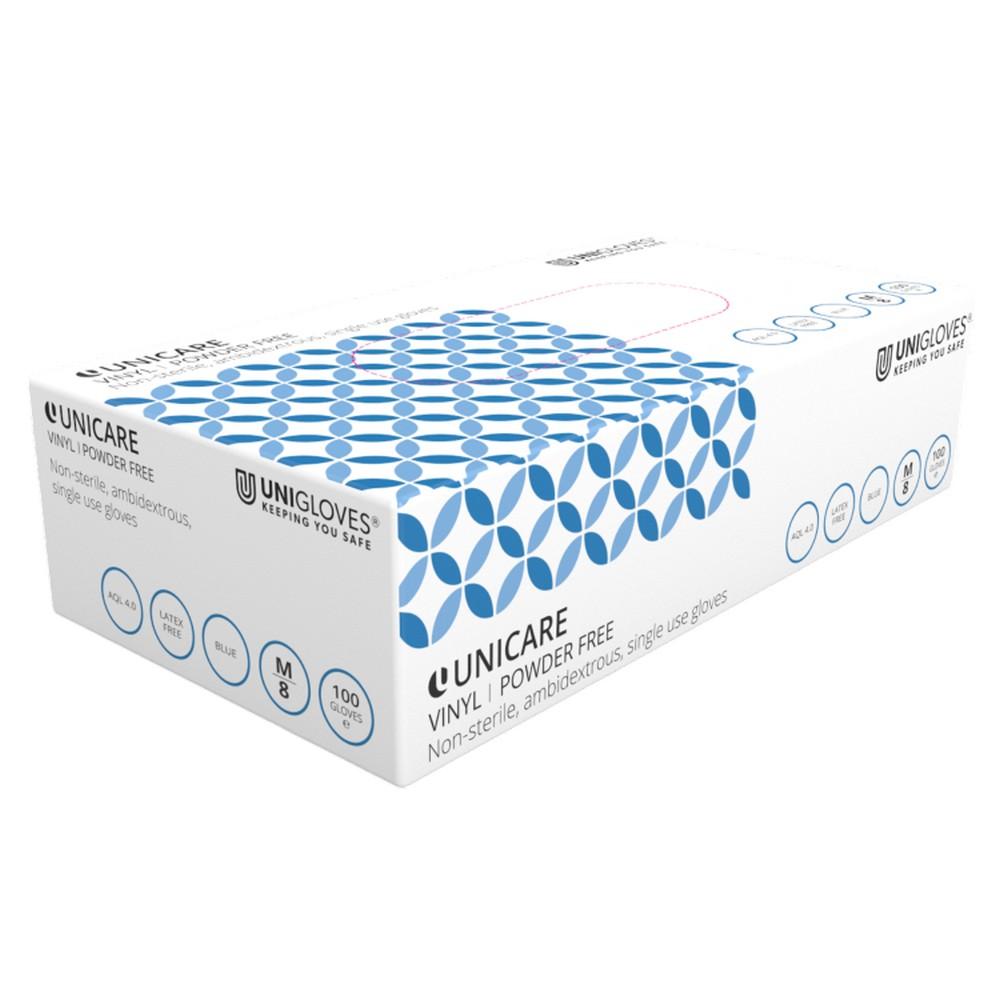 Jednorázové vinylové rukavice bez pudru čiré modré extra velké 100 ks