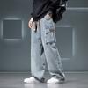 Wide Leg Washing Jean Pants Men Trousers Neutral Solid Color Loose Casual Fashion Pocket Cargo Pants Big Size 8XL