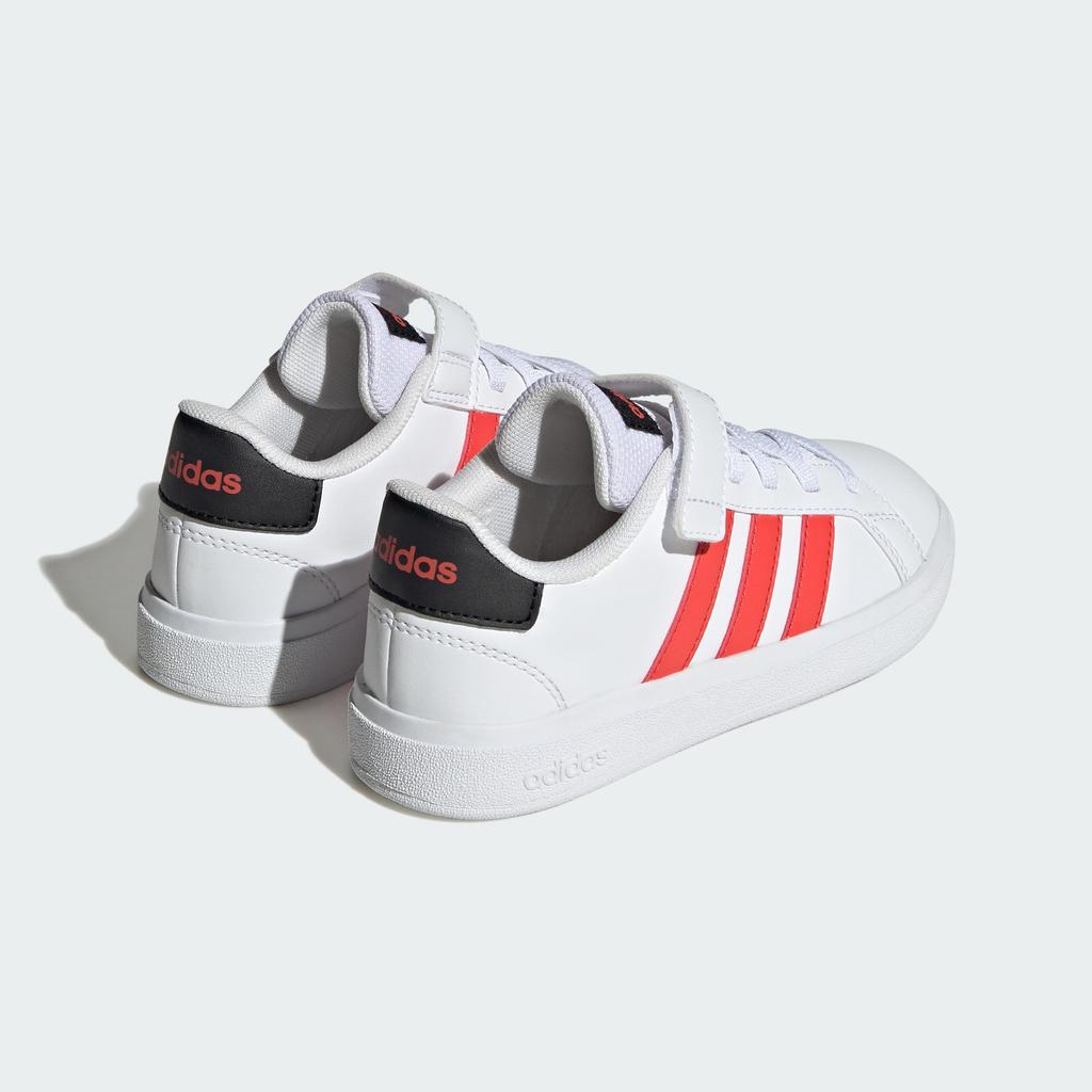 Adidas Grand Court EL Boys and Sizes Size Kids' 2.0 Sneakers, Girls, 17-25.5cm, Unisex, LKK27, Footwear, White/Bright Red/Core Black, 21.5cm (IG4840)