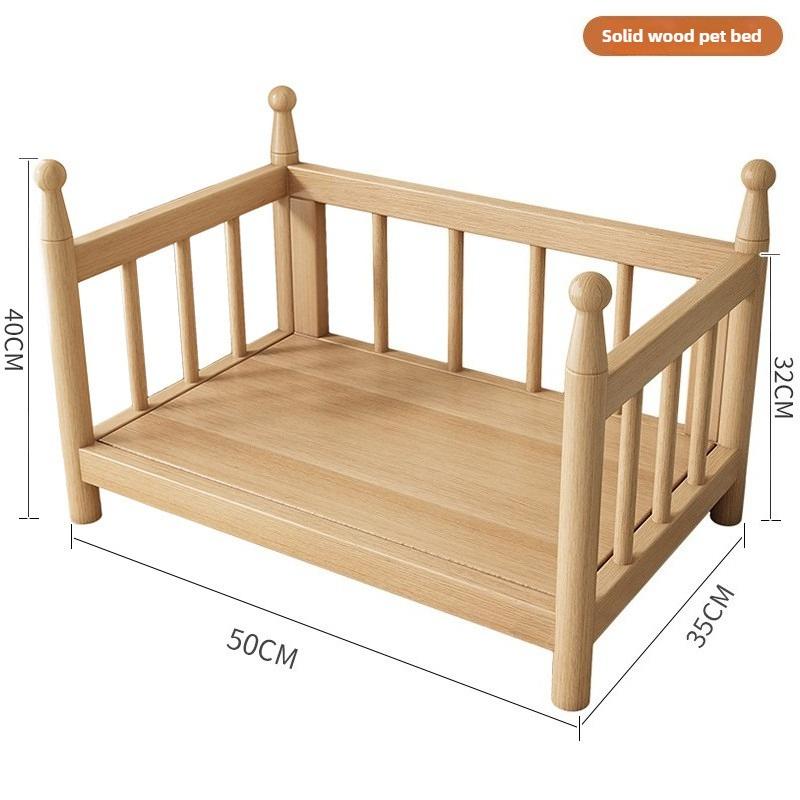

Wooden Dog Bed Modern Durable Dog Bed Headboard All Season Safety Dogs Beds Removable Mattress Dampproof Teddy Stylish Cat Nest