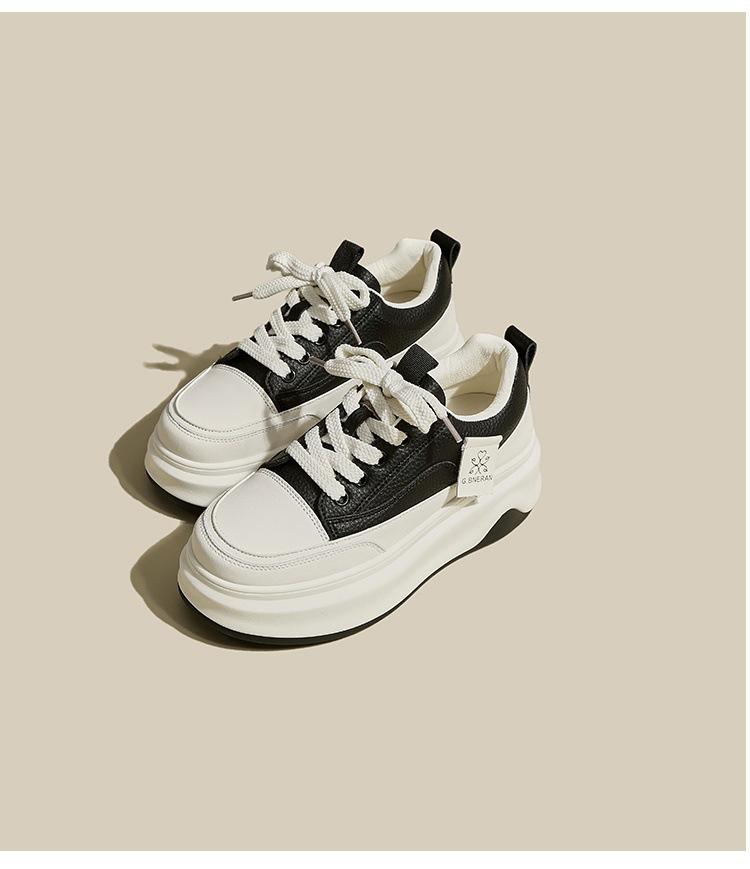 

Весенняя сотня с маленькими белыми туфлями Женская толстая подошва Низкая бандажная обувь Спортивная повседневная обувь 40 чёрный