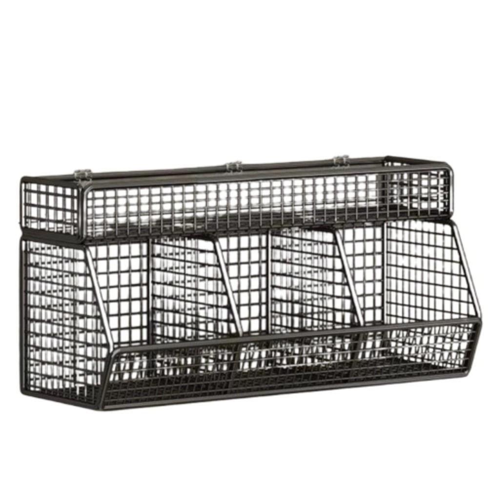 Wall Mounted Kitchen Storage Rack Double Layer Onion Storage Wire Basket  for Garlic