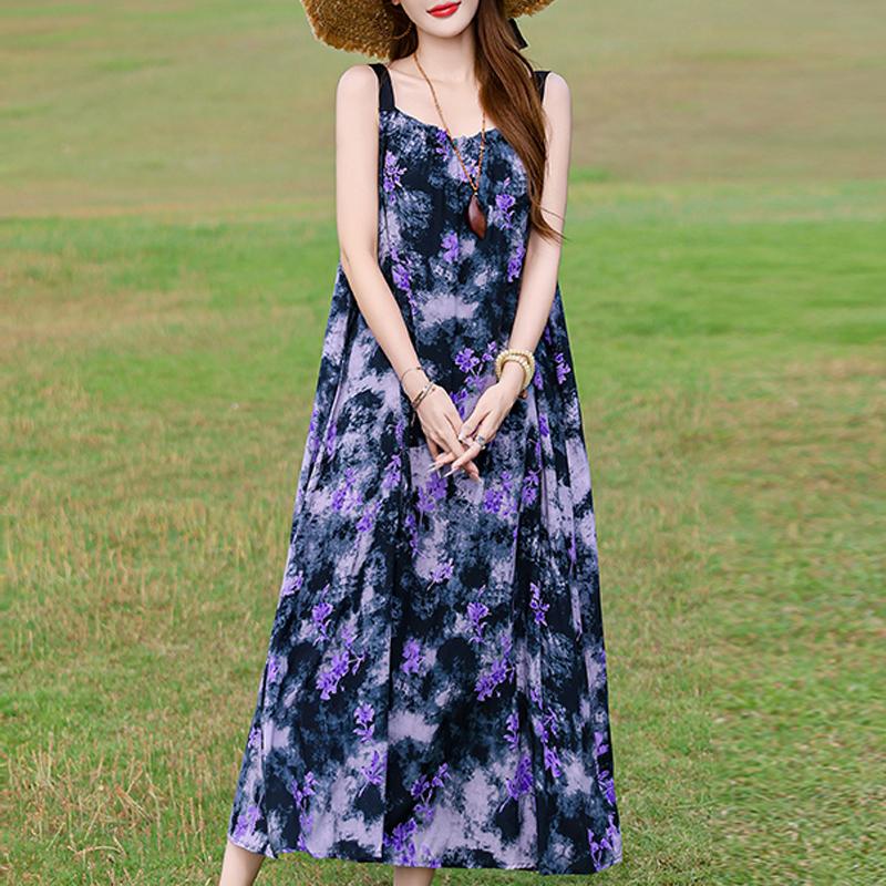 Elegant Women's Long Dresses Summer Vintage Clothes Casual Summer Dress