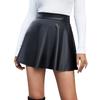 Women Autumn Winter High Waist Zipper Pu Slimming A Line Skirt