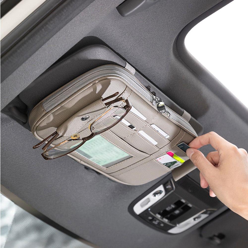 Multi-Pocket Car Sun Visor Organizer Multi-function Car Glasses Holder  Card Storage