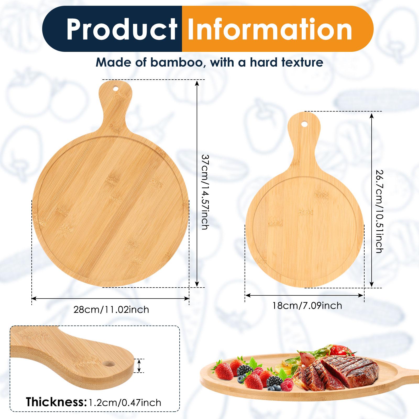 2Pcs Wooden Cutting Board with Handle Circular Hanging Chopping Board Kitchen Household Fruit Vegetable Pizza Cutting Board