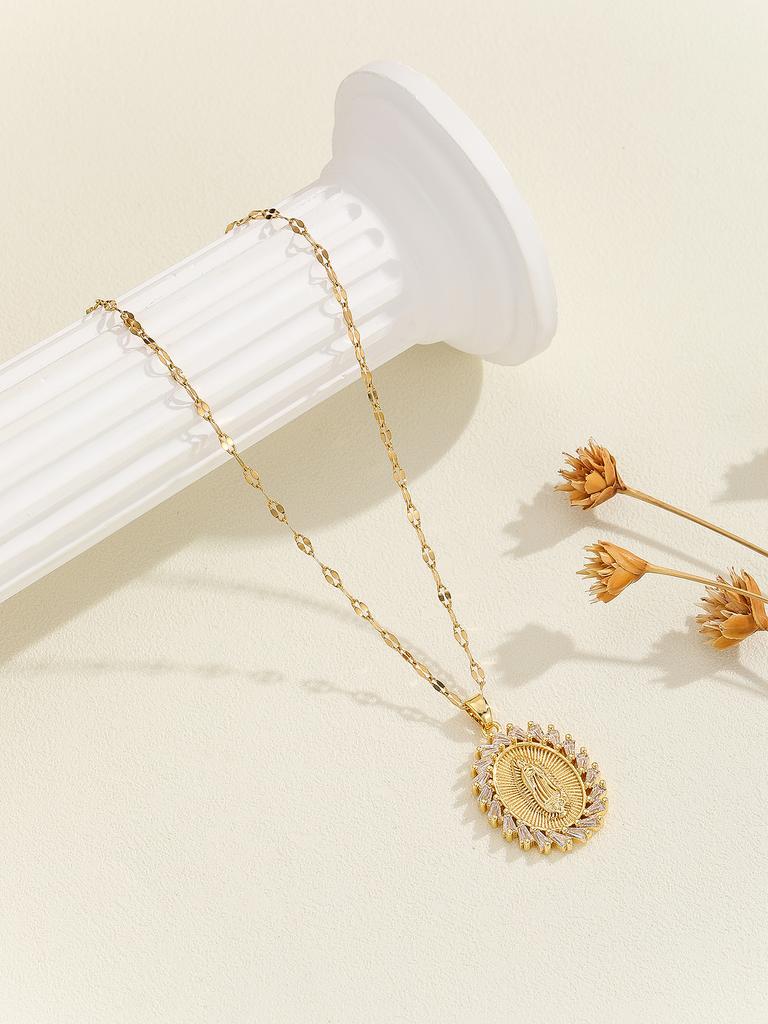 European and American Personalized Design with Micro Inlaid Zircon Santa Maria Series Necklaces In Colorful Religious Fashion