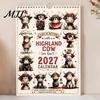 Monthly Wall Calendar Highland Cow 2027, Cute Hanging Planner for Home Holiday Gift Friends Office, Rustic Farmhouse Desk Decor, Unique Lovers