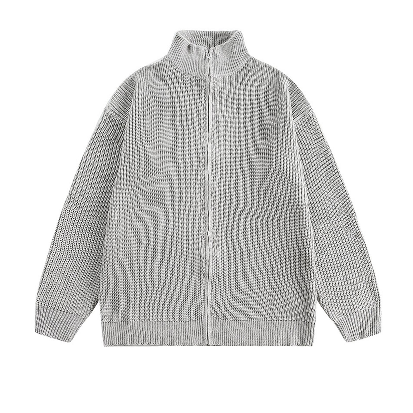 

Мужской свободный свитер с воротником-стойкой, вязаный свитер, модный повседневный кардиган, куртка XXL