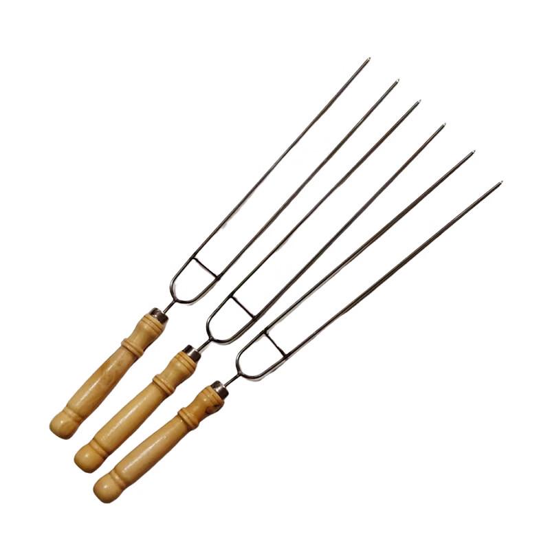 SMVP Stainless Steel U-Shaped BBQ Forks with Wooden Handle (20-Pack)