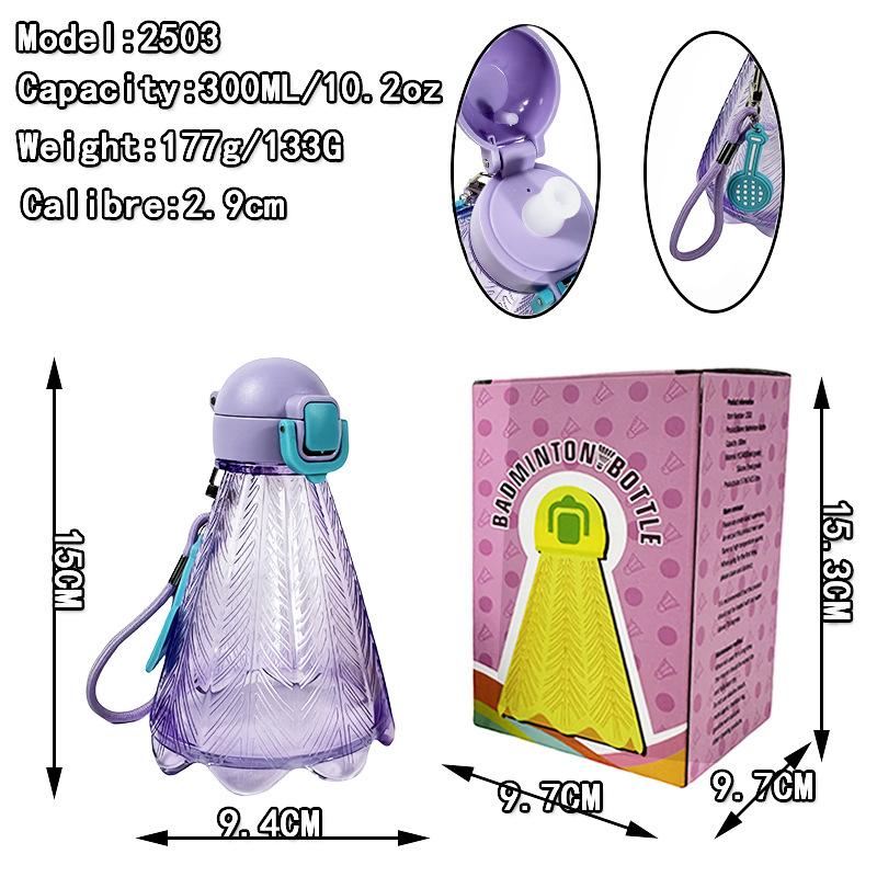 Nowy Design Badmintona Plastikowy Kubek ze Słomką i Paskiem do Przenoszenia Mini Urocza Sportowa Butelka na Wodę na Zewnątrz Fitness Studenci Dorośli