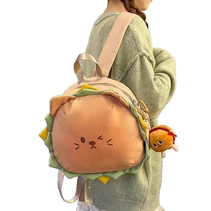 Schoolbag cute hamburger shape backpack female cartoon light travel backpack children college students class commuter schoolbag