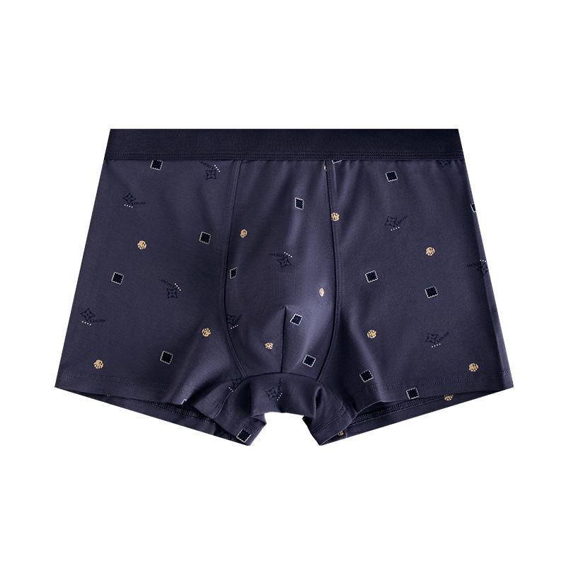 Men's Trendy Mid-Waist Flat-Leg Printed Underwear - Comfortable 60s Tight-Knit Pima Cotton for Teens