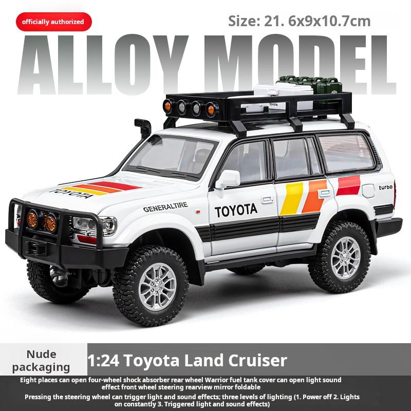 

1:24 Large Size Toyota Land Cruiser LC80 Vintage Off-Road Vehicle Diecast Alloy Car Model Collectible Decoration Light & Sound белый