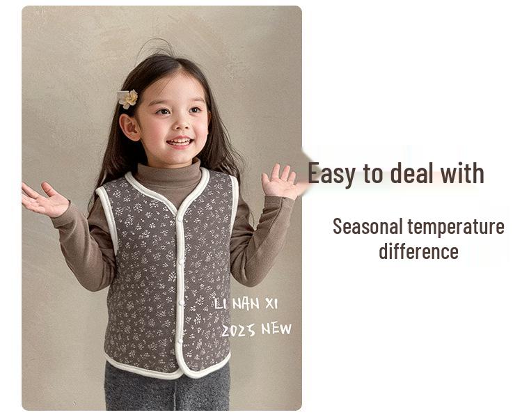 88301 Kids' Fashionable Fleece Vest - 2025 Autumn/Winter Warm Sleeveless Jacket
