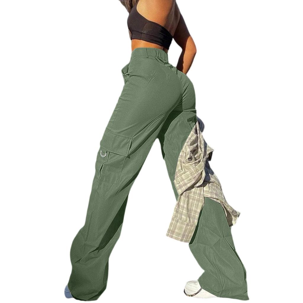 Women's Casual Lightweight Hiking Pants High Waist Beltless Straight Leg Loose 4 Pockets  Cargo Pants