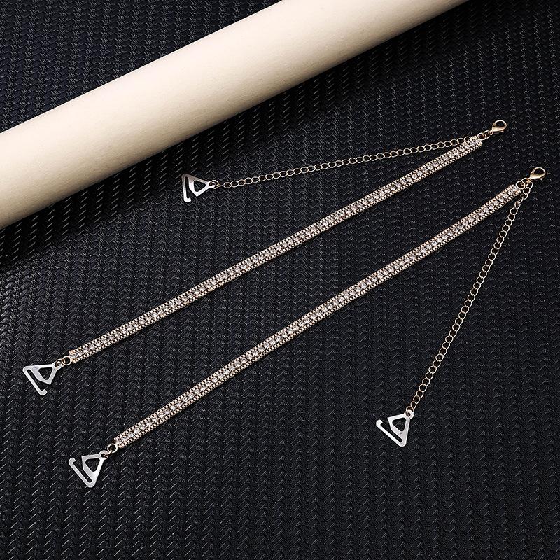 Anti-exposure off-shoulder bra with shoulder strap and neck strap, invisible anti-slip shoulder strap with rhinestone bra strap