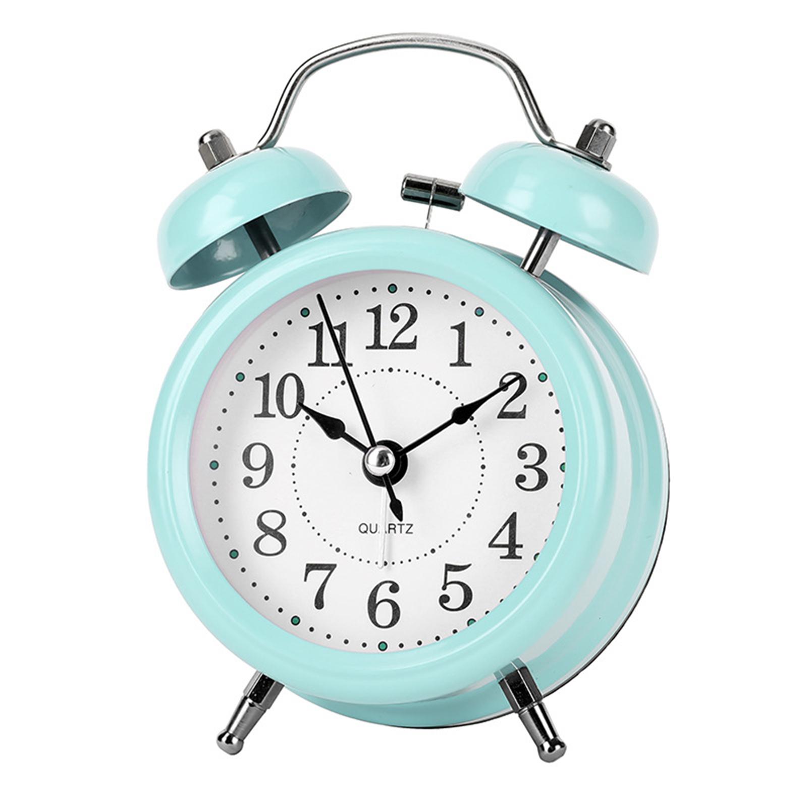 Mini Round Bedside Clock With Night Light Round Analog Clocks Alarm Clock For Nightstand Desk Spaces Alarm Clock зелёный