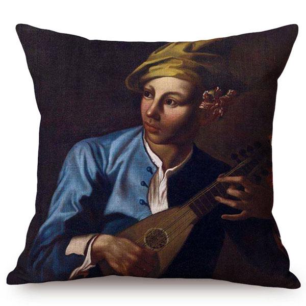 Famous Character Portrait Vintage Oil Painting Art Sofa Pillow Case Cotton Linen Luxury Gallery Chair Decorative Cushion Cover