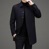 Men's Mid-Length Wool Coat with Detachable Down Liner, Business Lapel Style
