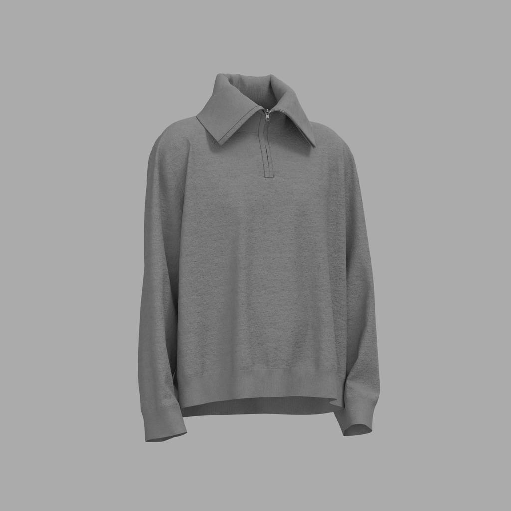 Saikiatiseuteu High-Neck Half Lily Zip-Up Knit (Gray)