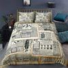 Eiffel Tower Duvet Cover Set Paris France Bedding Sets Queen Size Old Newspaper Style Comforter Cover for Men Women,Gray Stylish