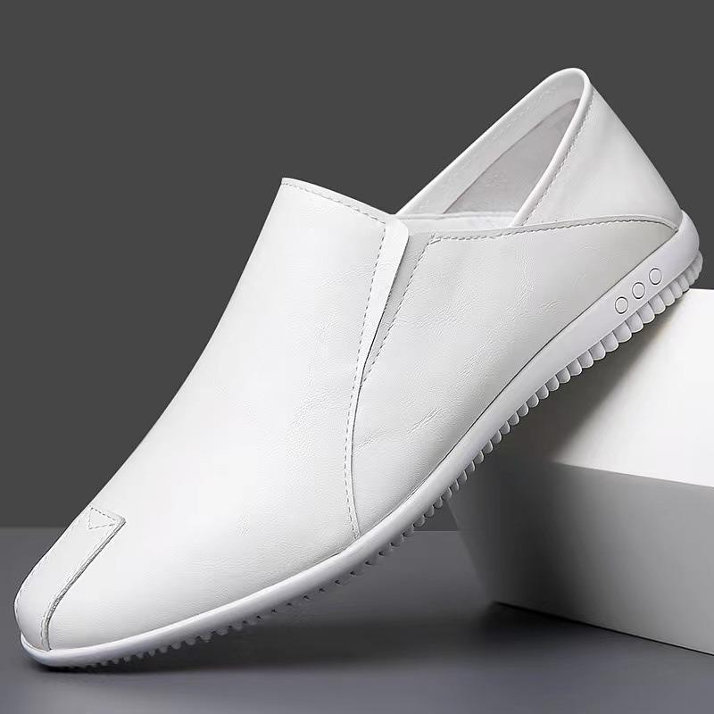 

Men s leather shoes New large size men s leather shoes Casual soft-soled business shoes Lazy pedal white shoes 44