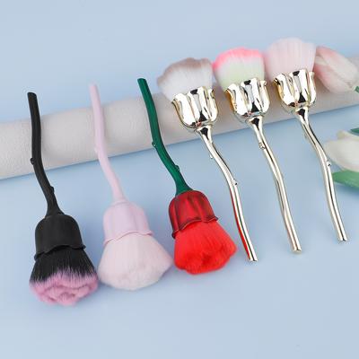 Rose Loose Powder Brush Single Soft Hair Electroplated Handle Flower Makeup Brush Nail Dust Brush Flower Blush Brush