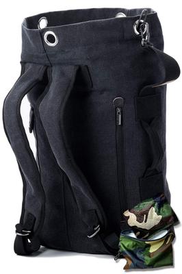 Rugged X Canvas Large Capacity Rain Cover Storage Bag 20L Durable Cotton Canvas Backpack with Side Zipper Pocket Black M Cover [KIRIRU] Men's