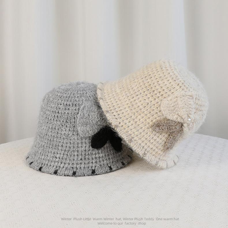 Autumn Winter Women Warm Fisherman Hat Ear Protection Basin Hat Knitted Wool Hat