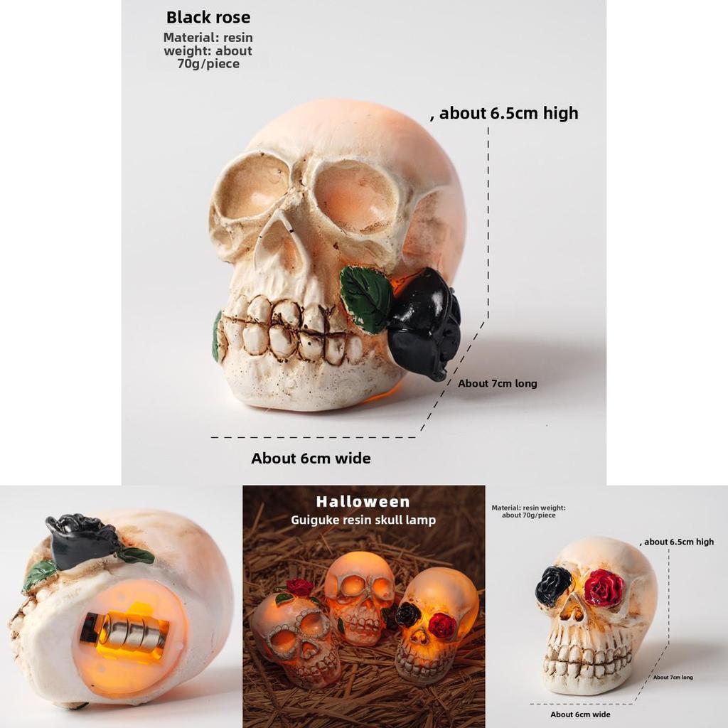 Halloween Skelettkopf LED Deko mit Harzmaterial für Spukhaus- und Partyumgebungen