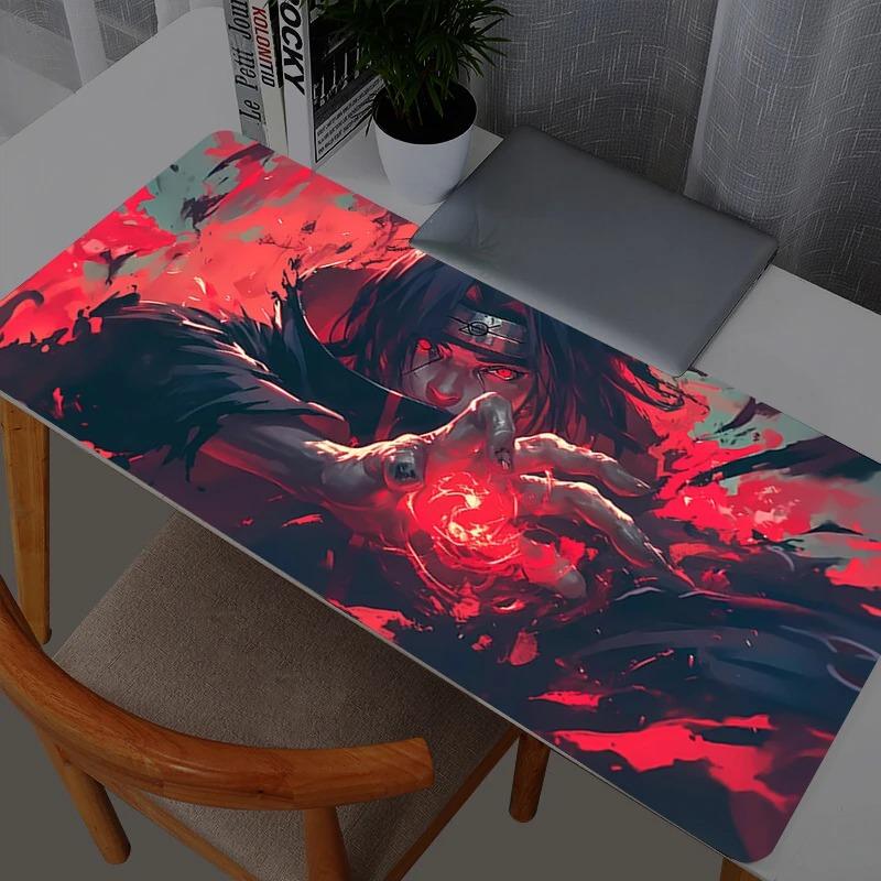 Alfombrilla de ratón Anime Naruto Itachi Uchiha Gamer Grande XXL Tableta Teclado Varmilo Alfombra Kawaii Accesorios de Gaming Alfombrilla de ratón