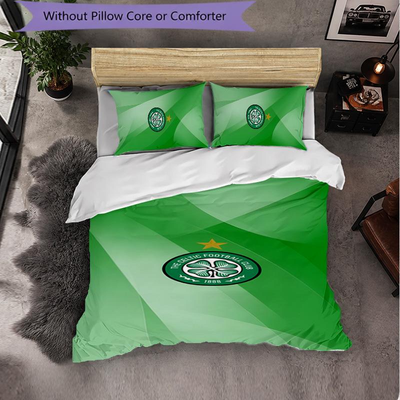 Celtic FC 3 Piece Bedding Set Soft Duvet Cover Set with Pillowcases Printed Bedroom Decor Set for Home
