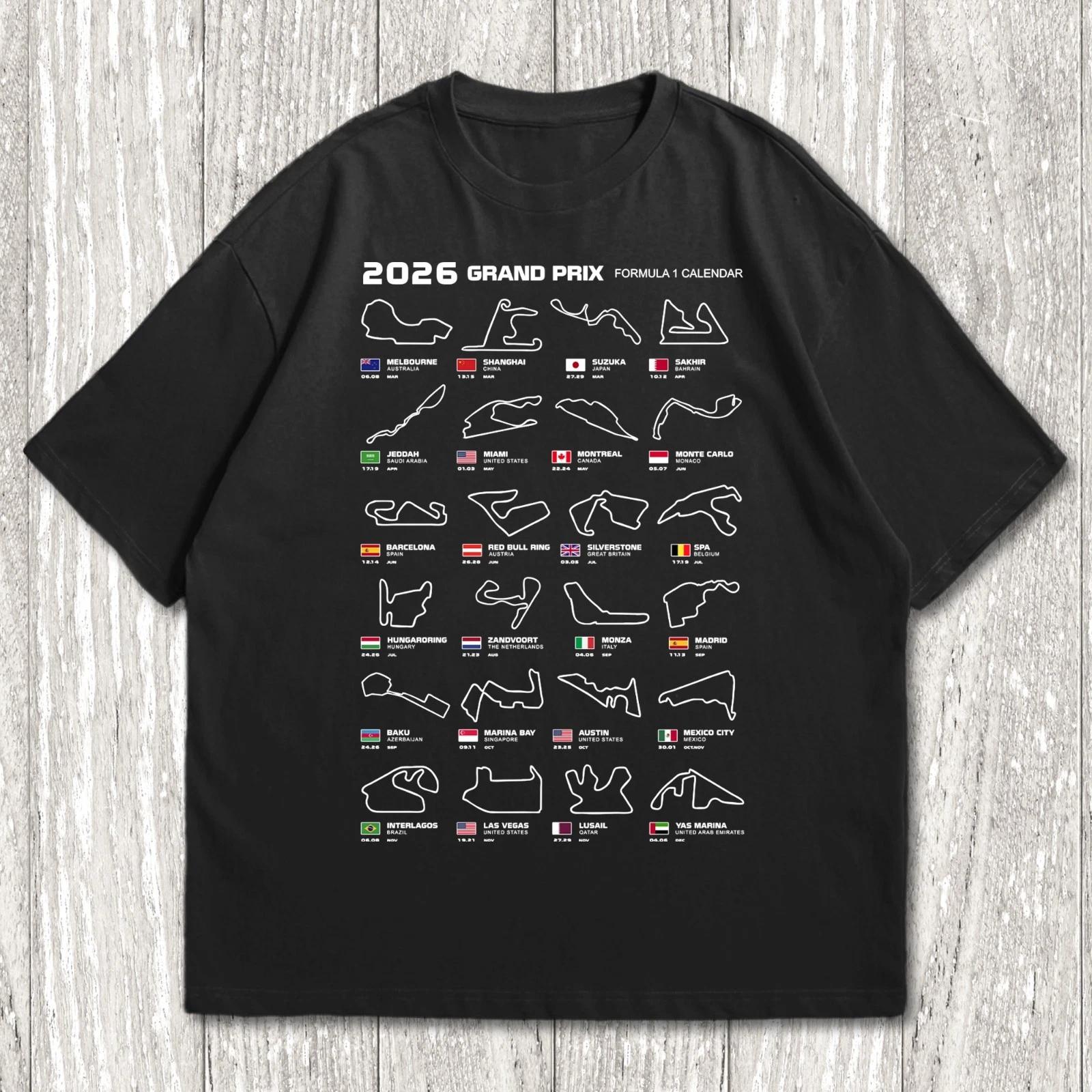 

F1 2026 Season Calendar T-shirt: Formula 1 Fan Tee 2XL