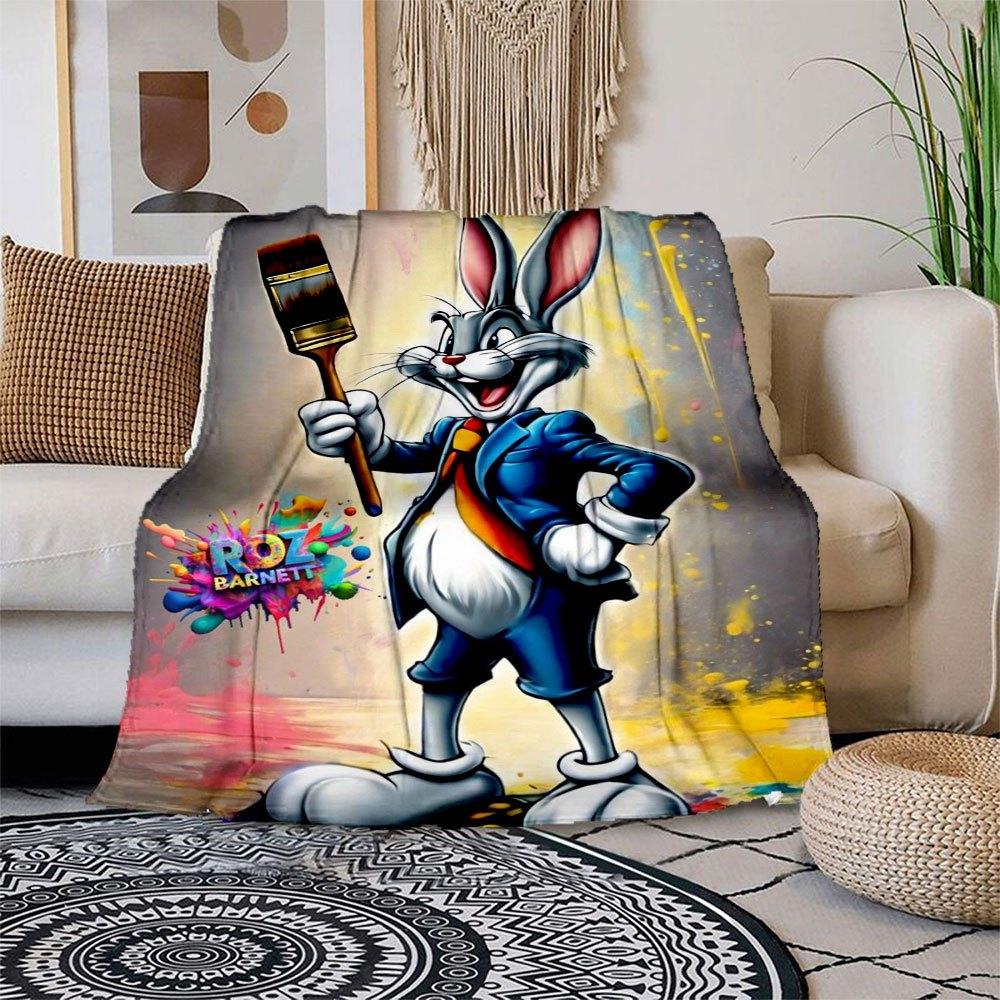 

Looney Tunes Bugs Bunny Art Print - Colorful Canvas Poster Blanket Flannel Throw Blanket for Sofa, Bed, Travel, Camping, Office 100x150cm