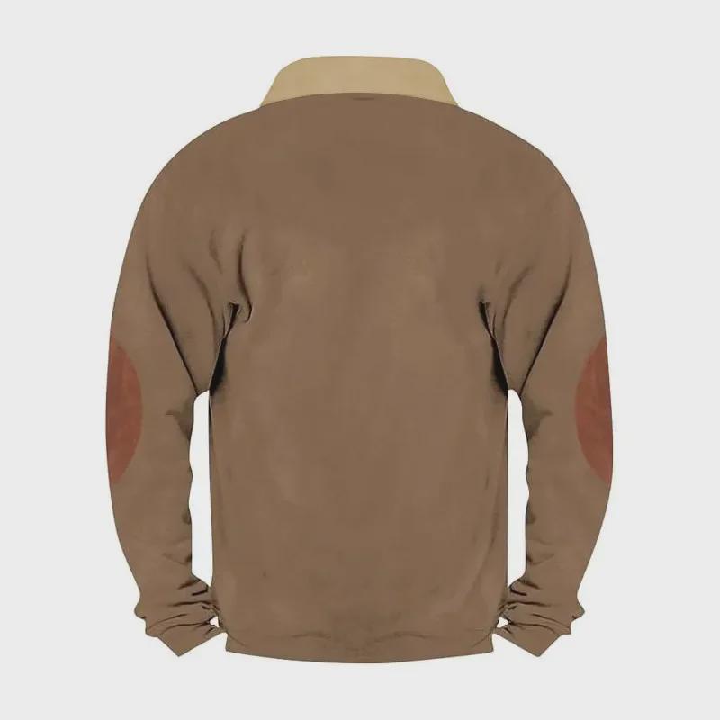 Men's Retro Embroidered Half-Open Cardigan Sweatshirt with European and American Style