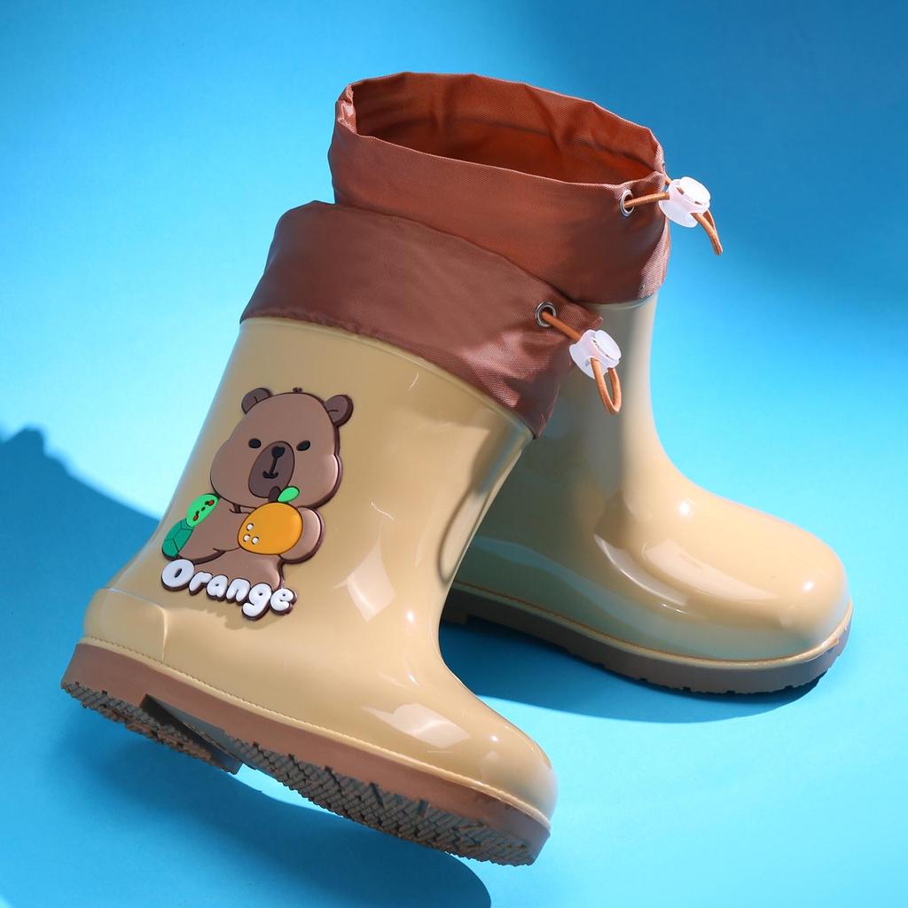 Wasserdichte gefütterte Gummistiefel für Kinder: Rutschfeste, kältebeständige Gummistiefel mit Kordelzug für Kleinkinder und ältere Kinder