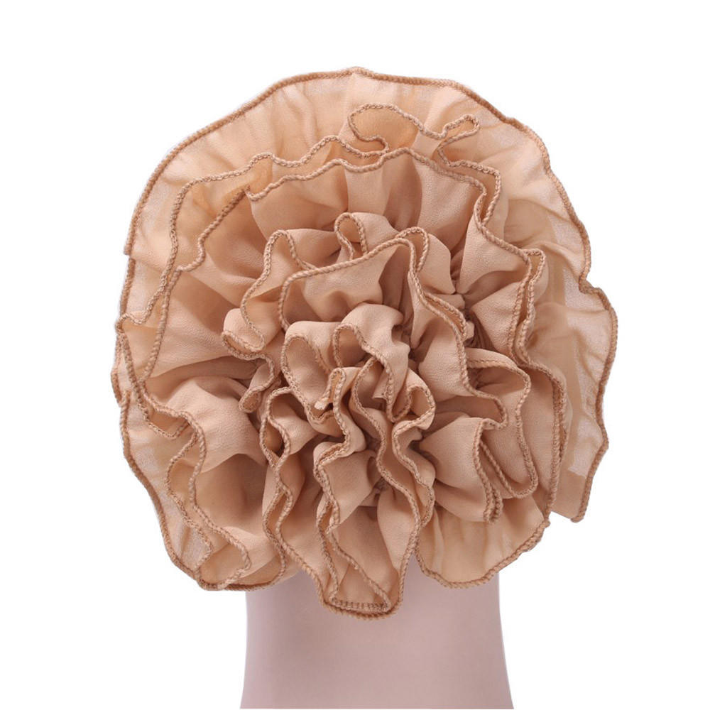 Women Flower Muslim Ruffle  Chemo Hat  Scarf  Head Wrap Cap