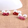 E903 Creative Stud Earrings, Double Sided Pearl Lips Pearl Red Lip Size Stud Earrings Jewelry