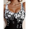 Vibrant Floral Print Scoop Neck Backless One-Piece Swimsuit - Stylish, Comfortable, and Flattering Design - Women's Swimwear, Bathing Suits, Beachwear