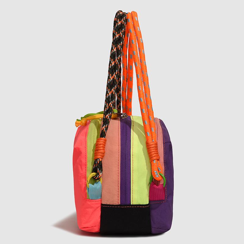 Spliced Contrast Shoulder Bag Multi-compartment Large Capacity Waterproof Crossbody Bag
