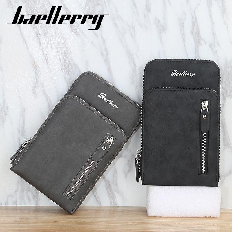 Baellerry European and American Style Men's Vertical Shoulder Bag Large Capacity Cell Phone Bag Zipper Crossbody Bag Fashion Chest Bag